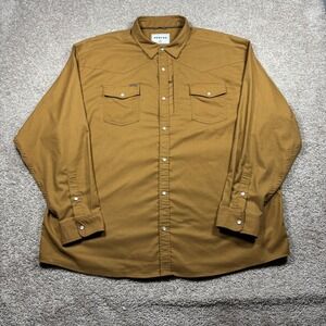 Poncho Outdoors The Western Snap Shirt Mens 3XL Brown Long Sleeve Pearl Snap‎